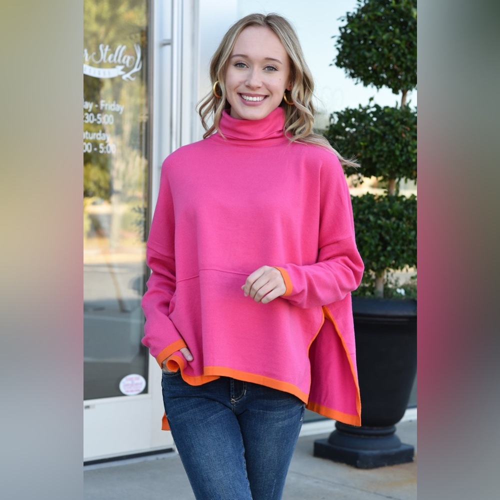 THML COLOR ME HAPPY PONCHO -PINK size SMALL